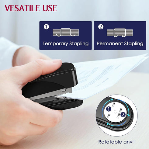 Metal Stapler, Heavy Duty 50 Sheet Capacity, Includes 1750 Staples and Staple Remover, Non-slip Office Stapler, Black