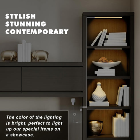 4PCS 12inch Dimmable Case/Pantry/Closet/Safe, 3000K JUSJUBR x Display Cabinet Lights Warm White, LED Shelf Lighting