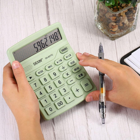 PATIKIL Desktop Calculator, 12 Digits Large LCD Display, Battery Powered, Basic Calculator for Home Office, Light Green