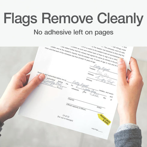 Redi-Tag 91032 Arrow Message Page Flag Refills, "Please Sign & Date", Yellow, 120 per Roll (Box of 6)