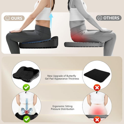 Tsmertor 19in Enlarged Gel Seat Cushion Super Large Thick, Gel Cushion Seat for Pressure Relief for Long Siiting