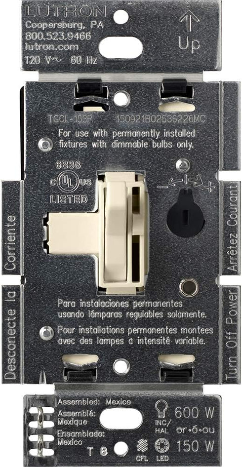 Lutron Toggler LED+ Dimmer Switch for Dimmable LED, Halogen and Incandescent Bulbs,