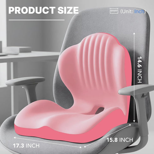 Tailbone Ergonomic Seat Cushion, Office Chair Seat Cushions with L-Shaped Integrated Design, Memory Foam Orthopedic