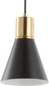 6" 1-Light Bulb JYL6131A JONATHAN Y Black/Brass Gold Apollo Mid-Century Modern Iron LED Pendant, Black Metal Shade