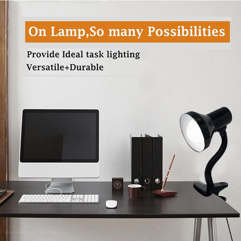 Xtricity Clip on Desk Lamp, 360° Flexible Gooseneck with 6W A19 Bulb, 10.25” Height Black Finish Reading Light (2 Pack)