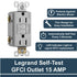 Legrand radiant 1597TRGRYCCD4 15 Amp GFCI Self Test Duplex Outlet, Tamper Resistant, Gray (1 Count)