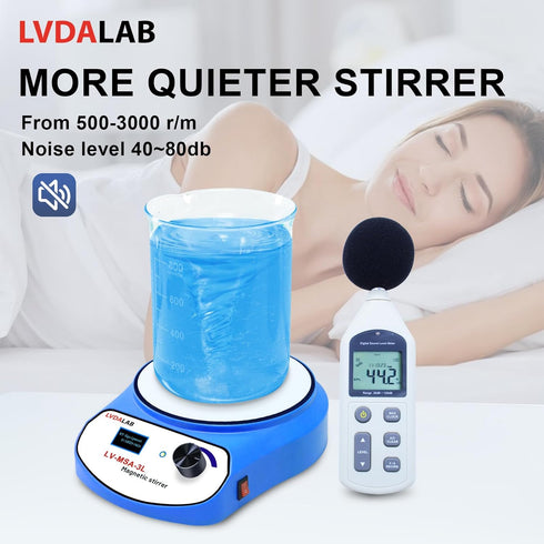 2200RPM LCD Digital Magnetic Stirrer with 2 Stir Bars, 3000ml Stainless Steel Mixer, Low Noise (No Heating)