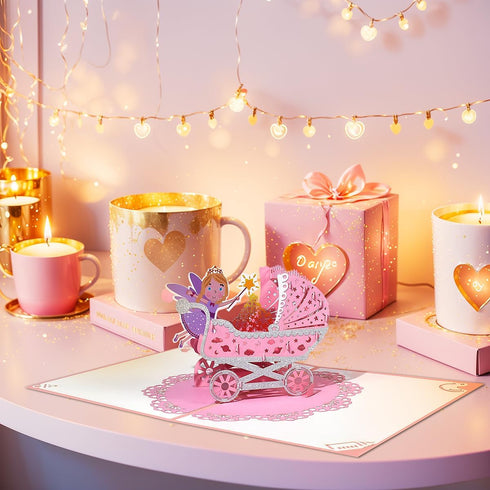 Pop-Up Congratulations Card for New Baby Girl