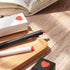 Kaco FIRST Gel Ink Pens, Pack of 2 Cute Stationery Heart Pen Set with 4 Black Refills, Quick Drying, School Supplies