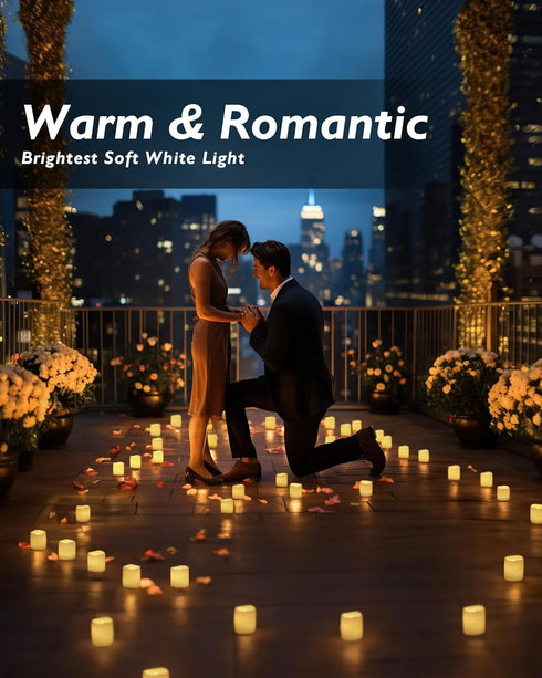 Homemory 24Pack Flickering Flameless Votive Candles, 200+Hour Battery Operated LED Tealight for Wedding Decor and