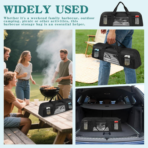 20" Grill Utensil Storage Bag, Large BBQ Tool Organizer Holder Caddy Case with Pockets, Fits up to Tools, for Outdoor