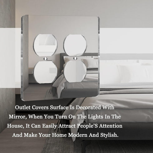 1 Pcs Mirror Outlet Covers, Durable Acrylic Mirrored Double Gang Wall Plate for Electrical Outlets
