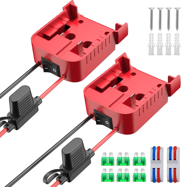 2 Packs Power Wheels Adapter for Milwaukee M18 Battery - DIY RC Car Toys Robotics Battery Converter Kit with Fuse &