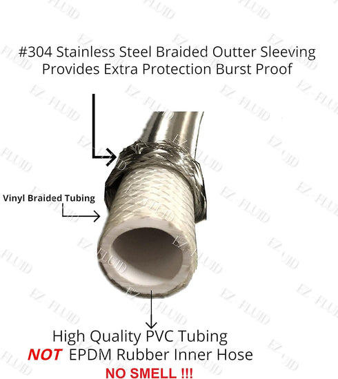 EZ-Fluid 24" Stainless Steel Braided Faucet Connector,Faucet Water Supply Hose Connector Lines 1/2" Fip x 3/8" Comp x 24" (Pack 2) by EZ-FLUID