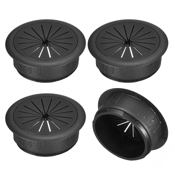 uxcell 4Pcs Cable Hole Cover, 2 Inch (50mm) ABS Desk Wire Cord Grommet for Office Computer Desk Organizer (Black)