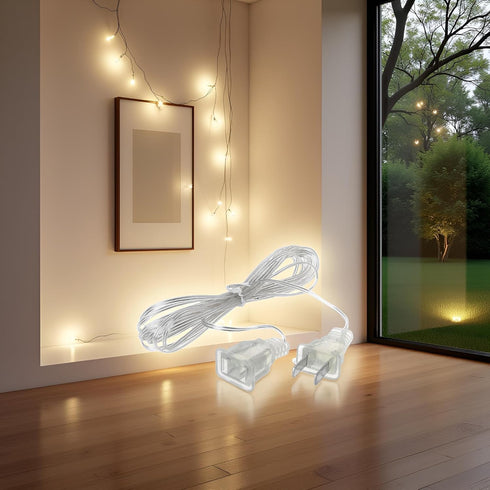 WNHNO Clear Outdoor String Light Extension Cord, Waterproof and Flexible Transparent Cable for Indoor/Outdoor LED Fairy
