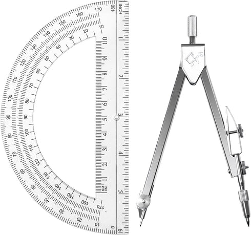 Tdfronien Students Geometry Math Set, Drawing Compass and 6 Inch Transparent Swing arm