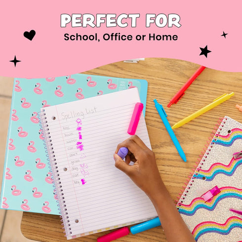 Yoobi 1 Inch Binder Set, 3-Ring Binders with 2 Pockets, Holds up to 220 Sheets, Perfect for School or Office, 4 Pack,