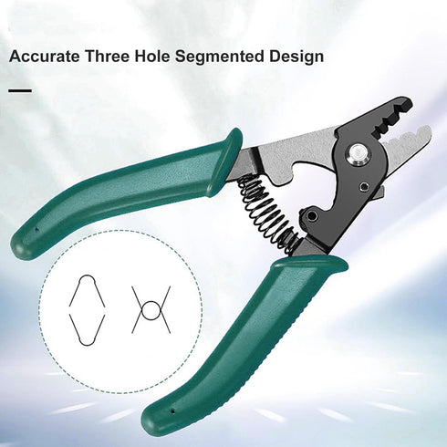 Gucagle 3 Reset Fiber Optic Stripper Hole Adjustable Aperture Auto Ergonomic Wire Stripping Tool for Electrical Work
