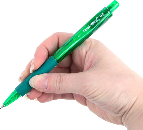 Pentel 0.7mm Wow Mechanical Pencil, Green Barrel, Box of 12 (AL407D)