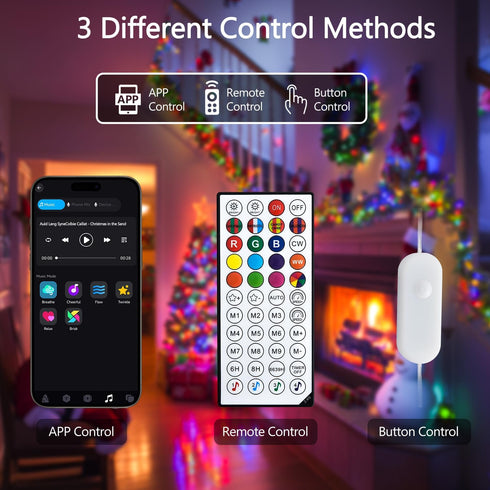 100 33ft JMEXSUSS LED Color Changing String Lights, String Lights Indoor with Remote & APP, Clear Wire Smart Twinkle