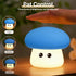 3 Dimmable Cute Blue Mushroom Night Light for Kids Rechargeable, Battery Operated Nightlight Level with RGB&Timer