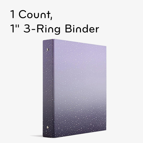 U Brands Eco-Conscious Celestial 1" Binder, Purple, Gold Metal O-Rings