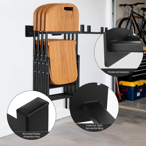 Neiteli 4 Pack Folding Chair Storage Rack,Folding Chair Rack,garage organizer wall mount,tool hangers for garage wall
