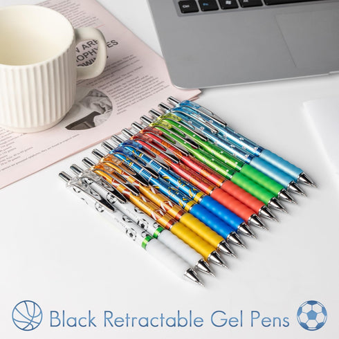 Gel Pens 0.5mm Fine Point Black Ink Retractable Cute Pens for Smooth Writing (12-count) School Office Supplies