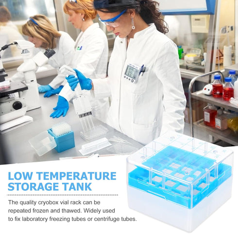 iplusmile Polycarbonate Freezer Boxes, 25-grids Cryovial Storage Box, Polycarbonate CryoBox Vial Rack for