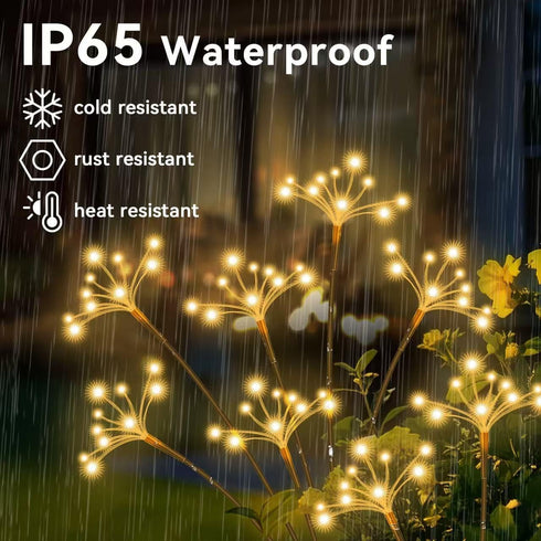 2 Pack JJGoo Solar Garden Lights, New Upgraded Solar Swaying Starburst Light, Waterproof Fireworks Outdoor Lights, Yard