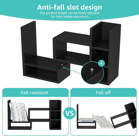 NUTIKAS Desk Shelves Desktop Organizer Shlef - Black Office Organization for Top of Desk Organizers and Accessories