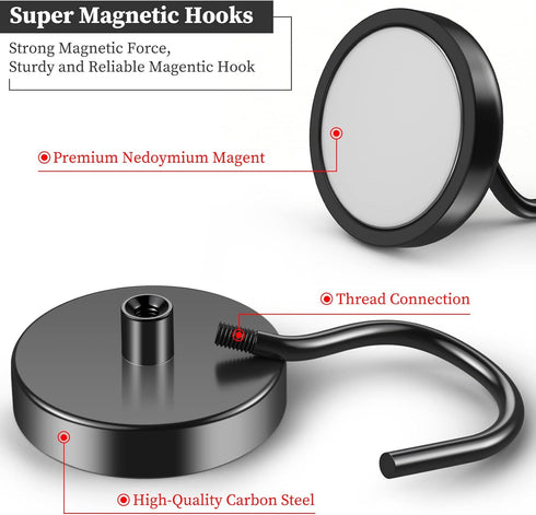Grtard Magnetic Hooks Heavy Duty - 110 lbs Strong Magnet Hook for Hanging, Cruise, Kitchen, Workplace - 4 Pack