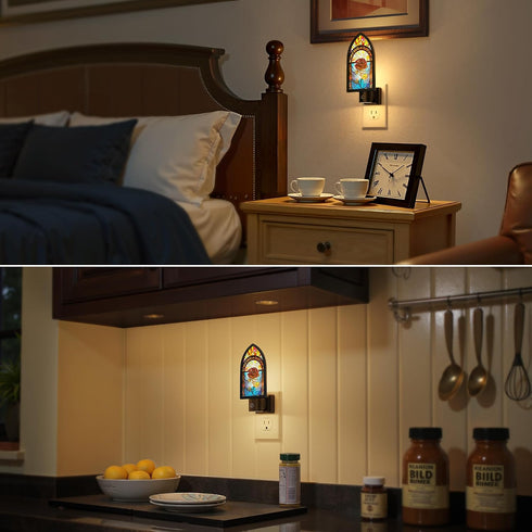 3000K Briignite Night Lights Plug into Wall, Gothic Night Light Vintage Style, Adjustbale Brightness, LED Warm White