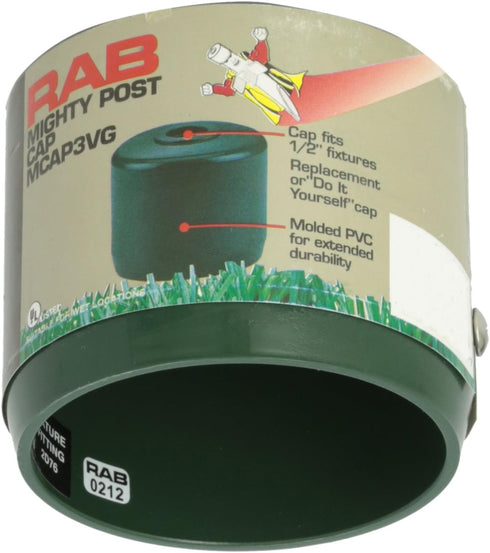 RAB Lighting MCAP3VG 3" 2-7/8" Mighty Post Cap for Pipe, OD, Verde Green, Multicolor