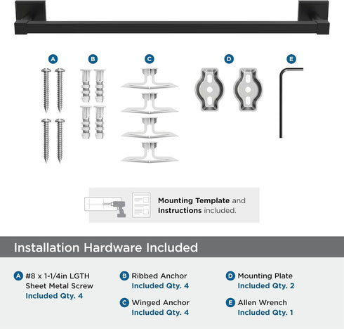 Amerock BH36073MB Matte Black Towel Bar, 18 in (457 mm) Bathroom Towel Holder