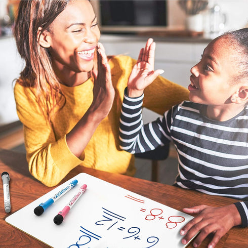Nicpro Dry Erase Lap Board, 9 x 12 inches, 2 Pack Kid Double Sided Blank Lapboard with 8 Pens, 2 Erasers for Classroom