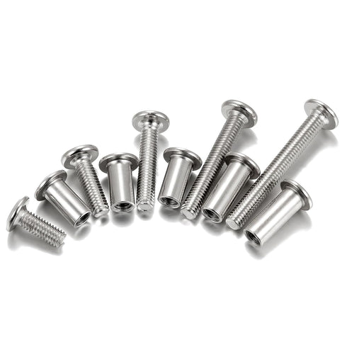 100 Sets M6x15/20/30/40/50mm Silver Bolts and Nuts Set - Carbon Steel Hex Socket
