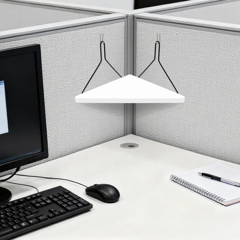 APUDWN 11.8 Inch Planter(White1 Fabric Wall Cubicle Corner Shelf with Hooks Wooden Triangular Cubicle Corner Shelf