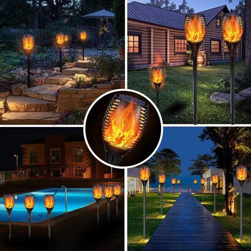 Solar Torch Lights - Waterproof Flickering Flames Outdoor Landscape Lighting for Garden Patio Deck