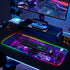 RGB Mouse Pad with 15W Wireless Charging, Purple Anime Neon Extended Large LED Gaming Pad, 10 Light Modes for Home