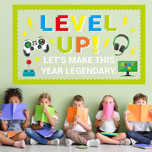 Set Mindset Video Game Theme Bulletin Board Level Up Classroom Decoration Video Game Growth Positive Come On Paper