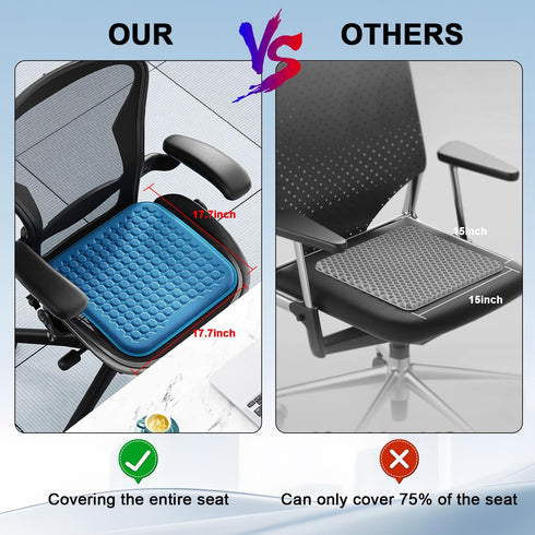 Tailbone Double Thick Gel Seat Cushion for Office Chair, Car & Wheelchair - Orthopedic Memory Foam & Cooling Gel