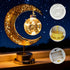 Taoushuleng Crescent Moon Table Light with Hanging Star Ramadan Decorative Lamp Battery Operated Suitable for Home
