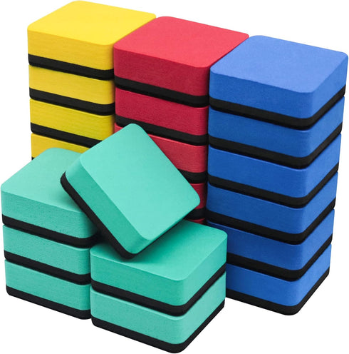 Dry Erase Erasers - IHPUKIDI 24 Pack Magnetic Whiteboard Dry Eraser Chalkboard Cleansers for Classroom Home Office