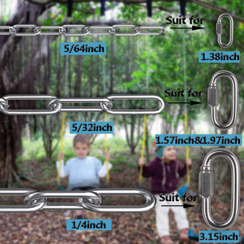 Stainless Steel Link Chain, 304 Heavy Duty Proof Coil Chain for Hanging Safety, Anti-Theft