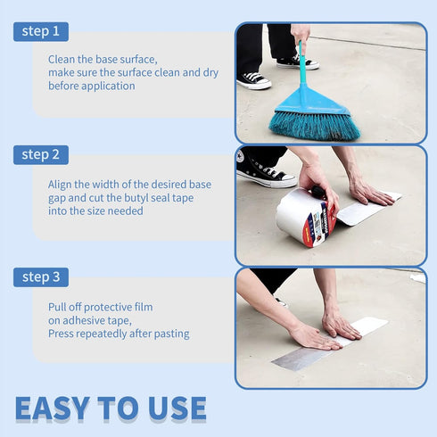 2" W X 16.4'L Waterproof Tape for Leaks, Aluminum Butyl Tape for RV, Glass Repairs, Window Caulking, Roof Patching