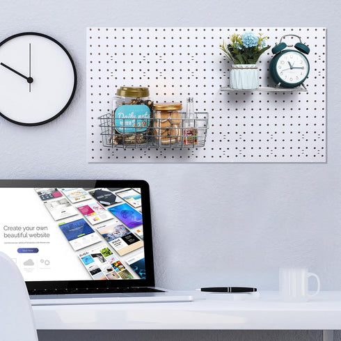 8 Pieces Pegboard Baskets, Pegboard Bins, Wire Peg Board Shelf Wall Organizer for Tools, Garage Storage (Plating Color)