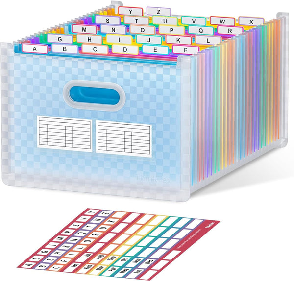 ThinkTex 26 Pockets Expanding File Folder, Upright & Open Top, A-Z Colorful Tabs, Larger Capacity, Letter/A4 Size