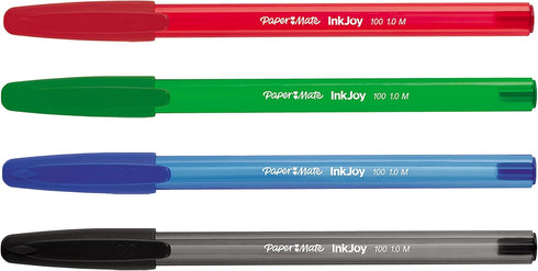 Paper Mate InkJoy 100ST Ballpoint Pens, Medium Point (1.0mm), Classic Colours, 4 Count